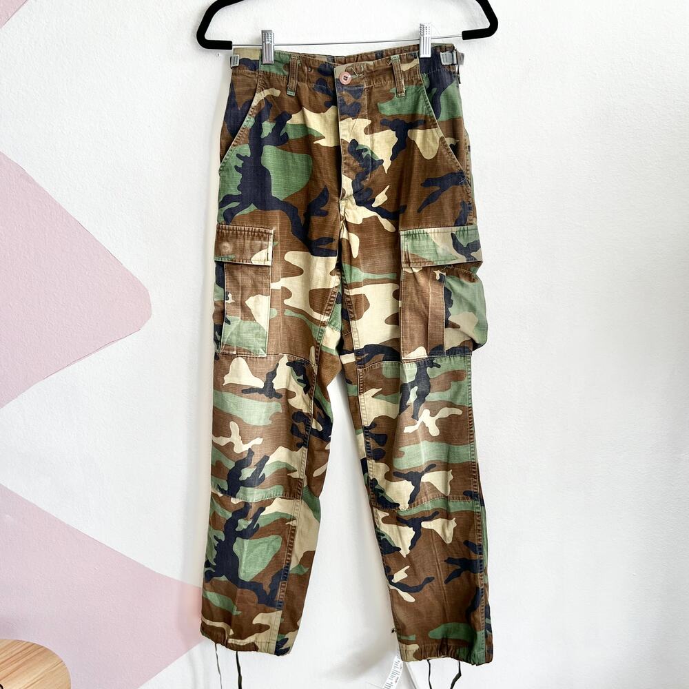 Mens Camo Cargo‎ Pants Y2K Streetwear Skater Grunge Techwear Gorpcore XS